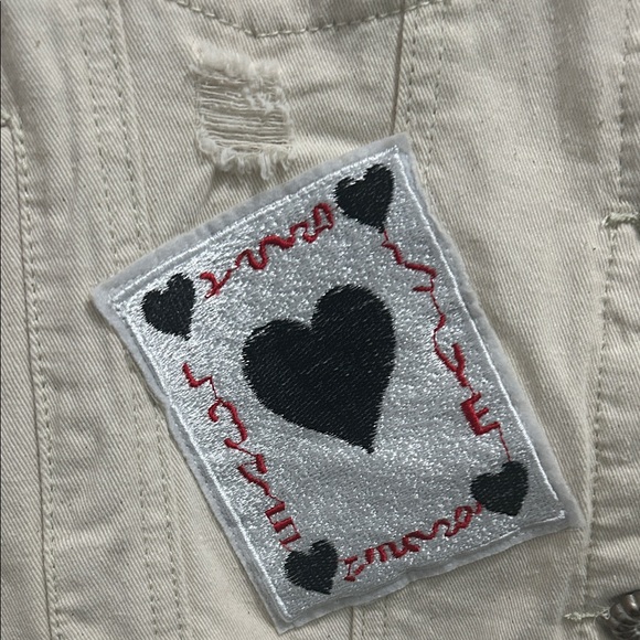 POL Cream Denim Jacket with Red and Blue Patches - Picture 10 of 12